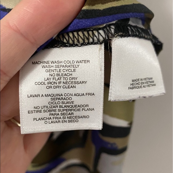 Nine West Tan/Brown/Blue Flowy Tank Blouse - Picture 6 of 7